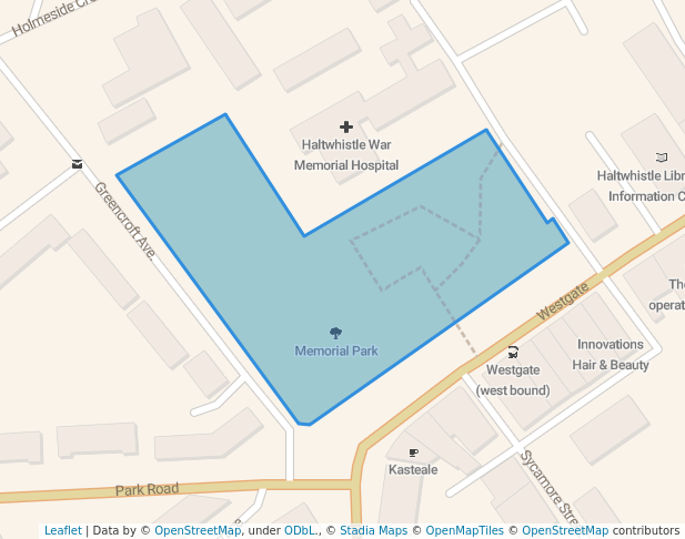 walking in Memorial Park map in Haltwhistle