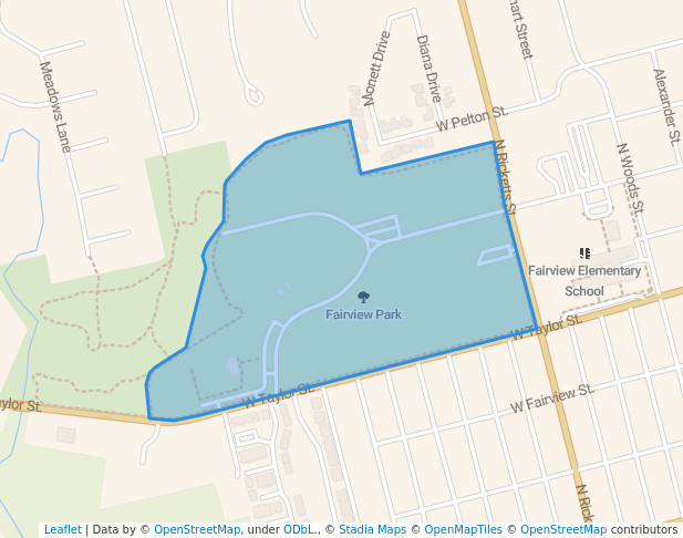 walking in Fairview Park map in Sherman