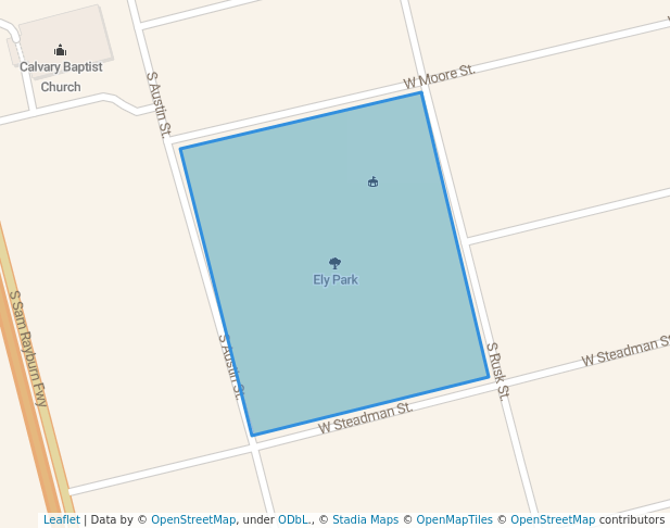 walking in Ely Park map in Sherman