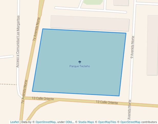 walking in Parque Tecleño map in Santa Tecla