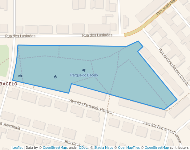 walking in Parque do Bacelo map in Évora