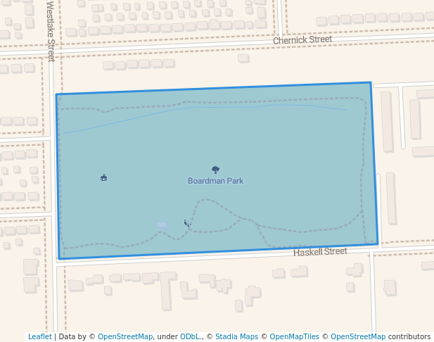walking in Boardman Park map in Taylor