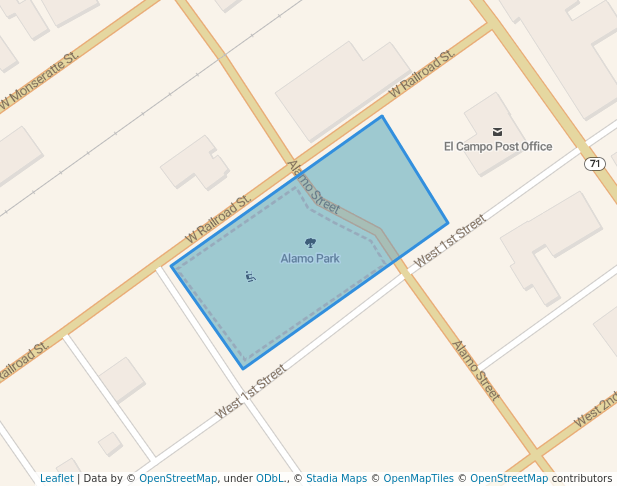 walking in Alamo Park map in El Campo