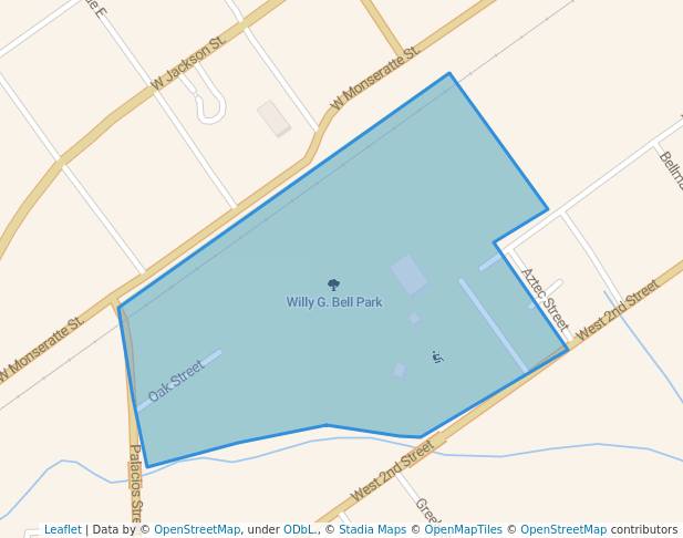 walking in Willy G. Bell Park map in El Campo