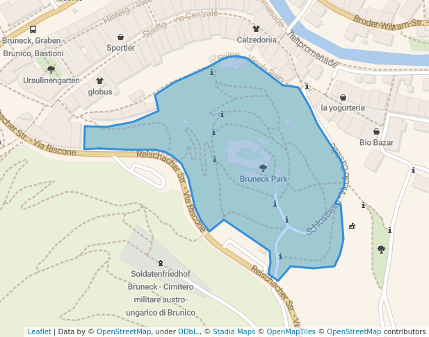 walking in Bruneck Park map in Bruneck