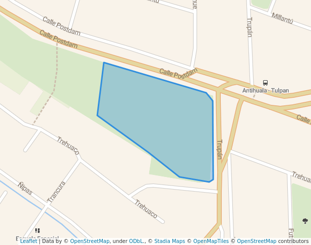 walking in Parque Postdam map in Hualpén