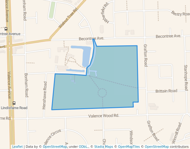 walking in Valence Park map in Dagenham