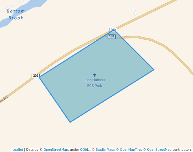 walking in Long Harbour ECS Park map in Long Harbour-Mount Arlington Heights