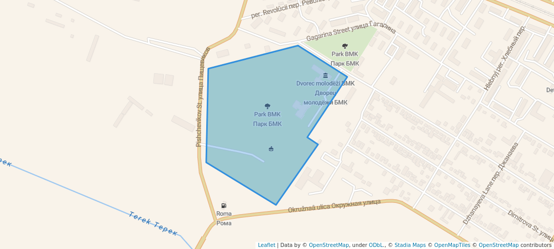 walking in Парк БМК map in Beslan