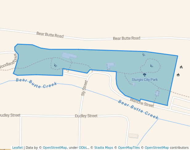 walking in Sturgis City Park map in Sturgis