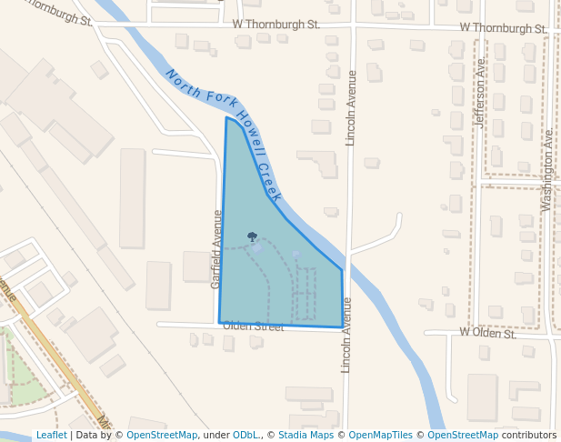 walking in Don Warden Park map in West Plains