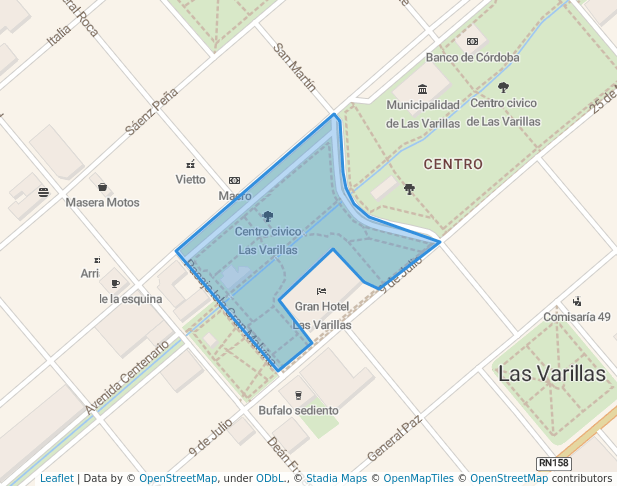 walking in Centro civico de Las Varillas map in Las Varillas