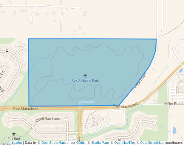 walking in Ray J. Harvie Park map in Parker