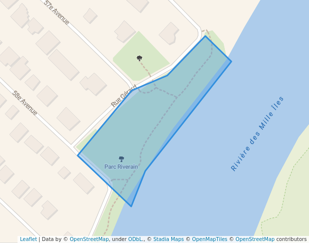 walking in Parc Riverain map in Bois-des-Filion