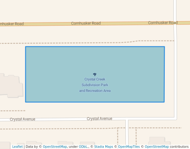 walking in Crystal Creek Subdivision Park and Recreation Area map in Gretna
