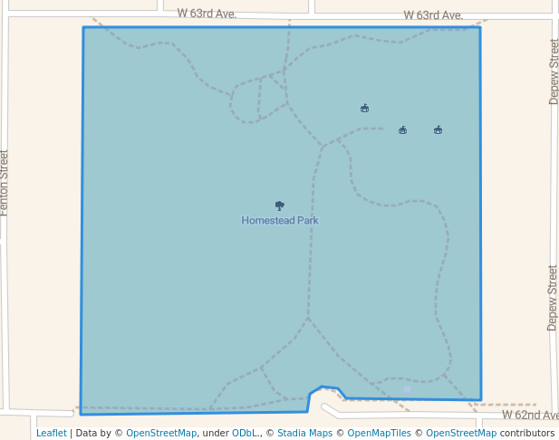 walking in Homestead Park map in Arvada