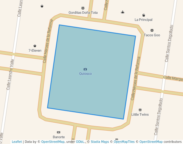 walking in Plaza Juárez 5 map in Reynosa