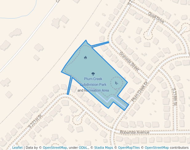 walking in Plum Creek Subdivision Park and Recreation Area map in Gretna