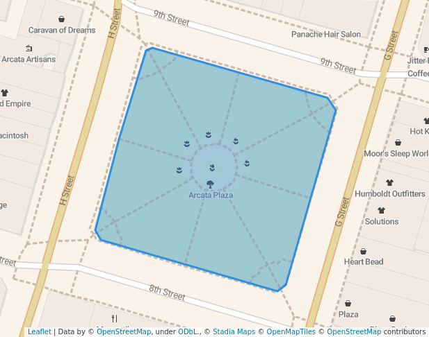 walking in Arcata Plaza map in Arcata