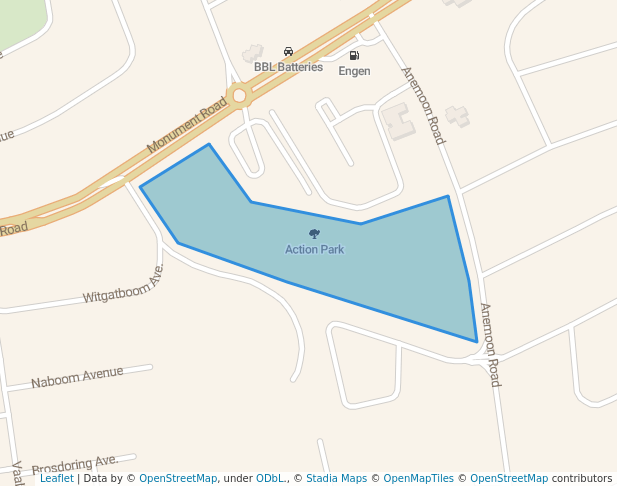 walking in Action Park map in Kempton Park