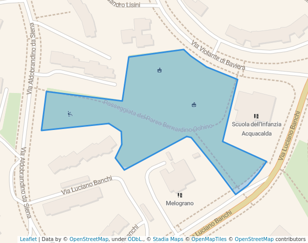 walking in Parco Bernardino Ochino map in Siena
