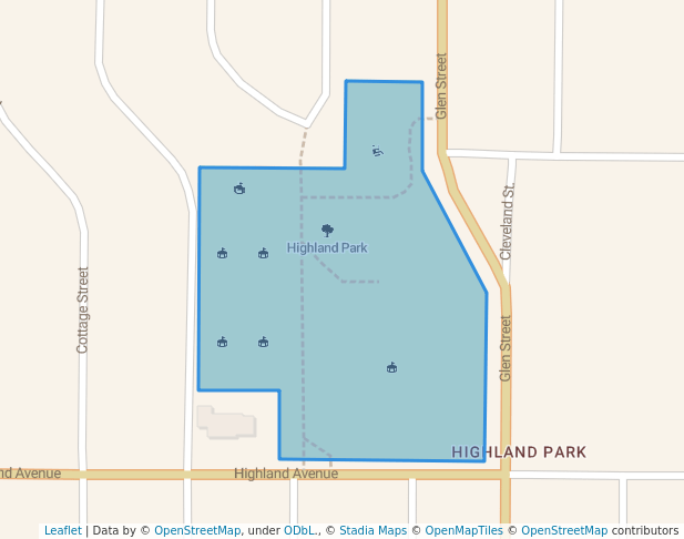 walking in Highland Park map in Eureka