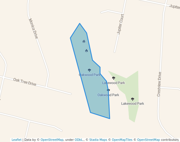 walking in Oakwood Park map in Fairfield