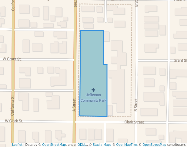 walking in Jefferson Community Park map in Eureka