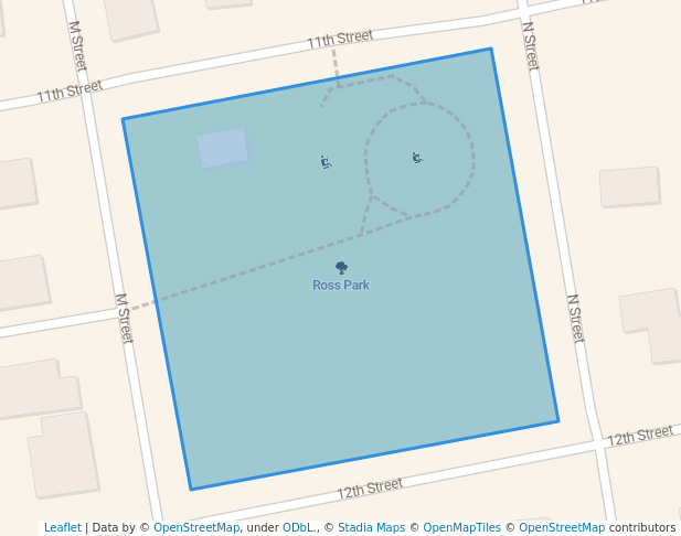 walking in Ross Park map in Eureka