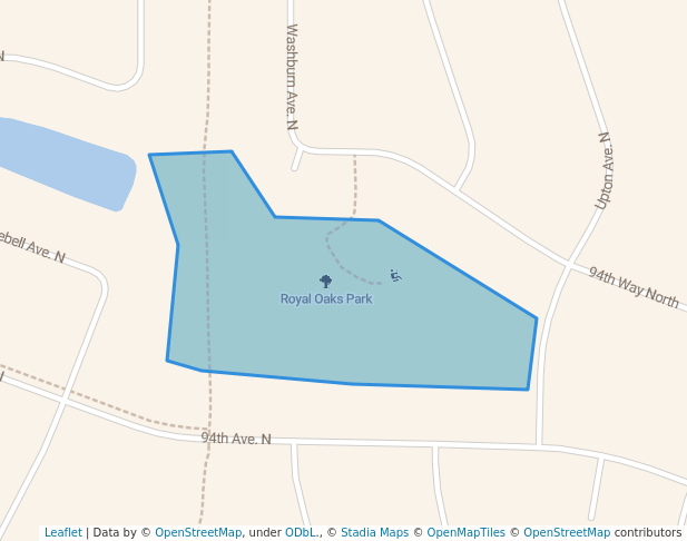 walking in Royal Oaks Park map in Brooklyn Park