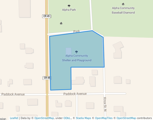 walking in Alpha Community Shelter and Playground map in Alpha