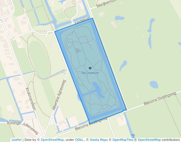 walking in De Overtuin map in Oranjewoud