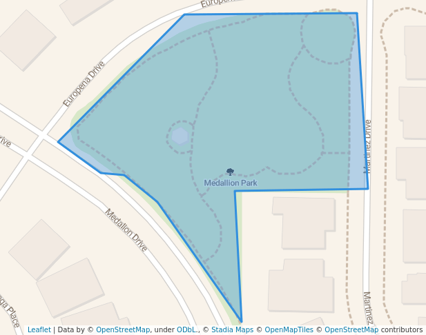 walking in Medallion Park map in Brentwood