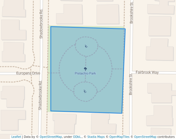 walking in Pistachio Park map in Brentwood