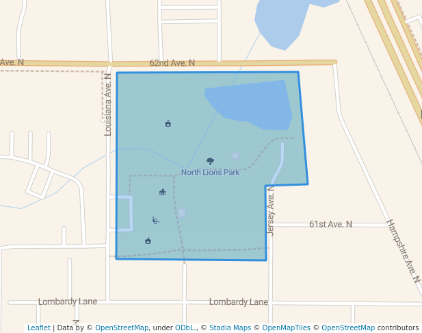 walking in North Lions Park map in Crystal