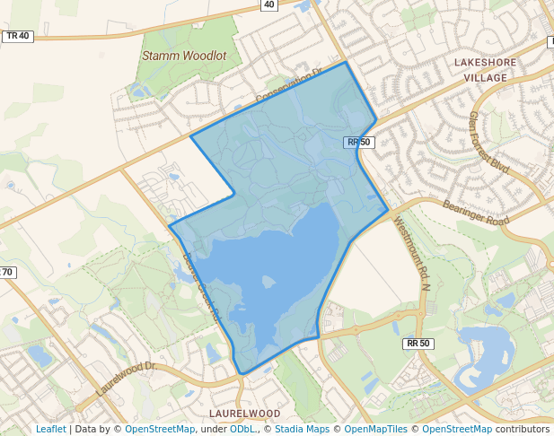 walking in Laurel Creek Conservation Area map in Waterloo