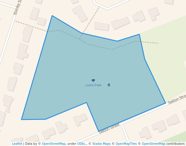 walking in Lions Park map in Thamesford