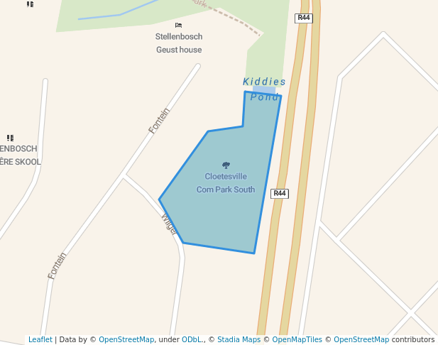 walking in Cloetesville Com Park South map in Stellenbosch