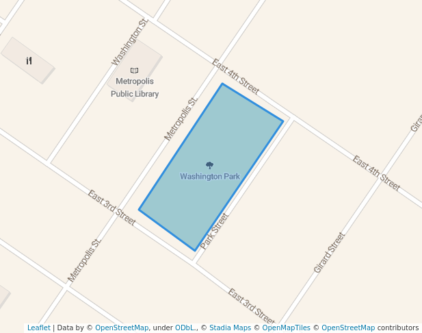 walking in Washington Park map in Metropolis