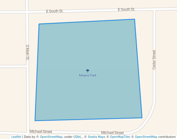 walking in Means Park map in Goddard