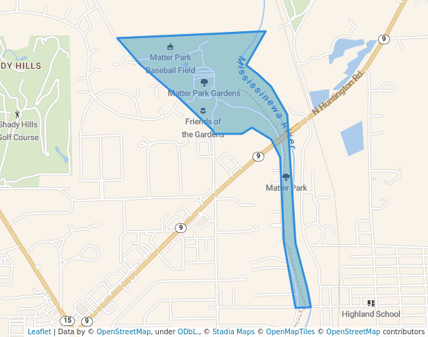 walking in Matter Park map in Marion
