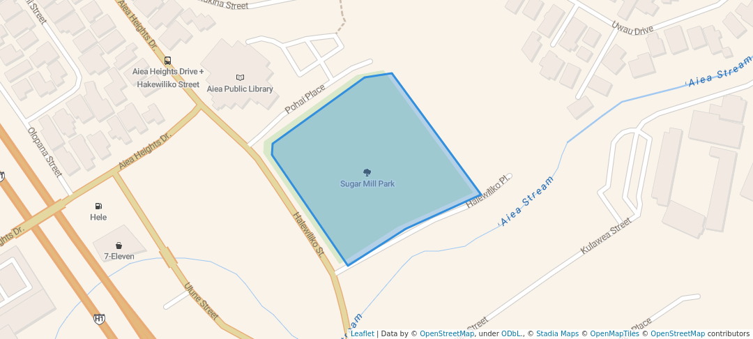 walking in Sugar Mill Park map in Aiea