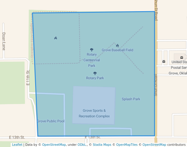 walking in Rotary Park map in Grove