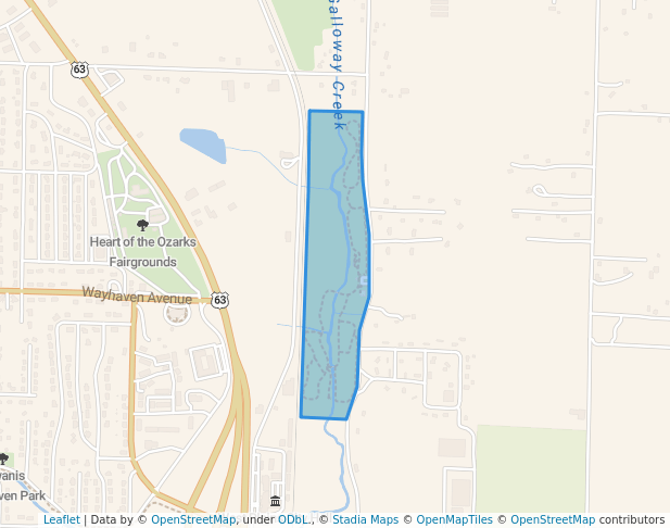 walking in Galloway Creek Nature Park map in West Plains