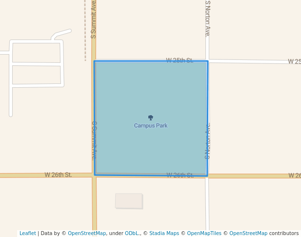 walking in Campus Park map in Sioux Falls