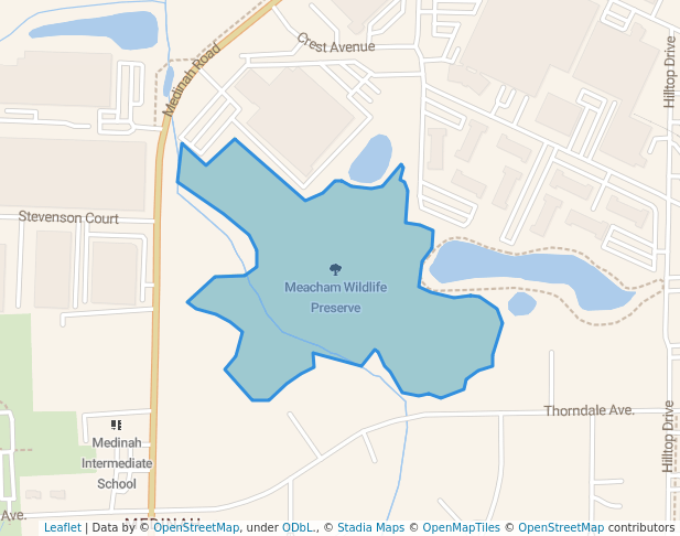 walking in Meacham Wildlife Preserve map in Medinah