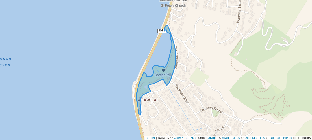 walking in Corder Park map in Nelson