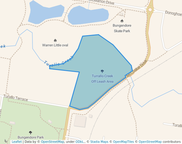 walking in Turrallo Creek Off Leash Area map in Bungendore