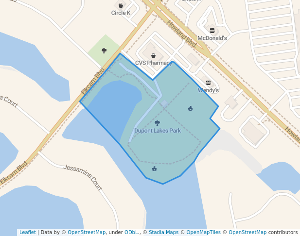 walking in Dupont Lakes Park map in Deltona