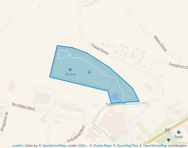 walking in Glen Rose Soccer Park map in Glen Rose